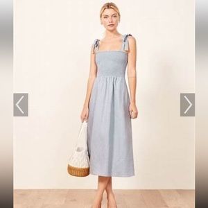 Reformation Light Blue Linen Midi Dress